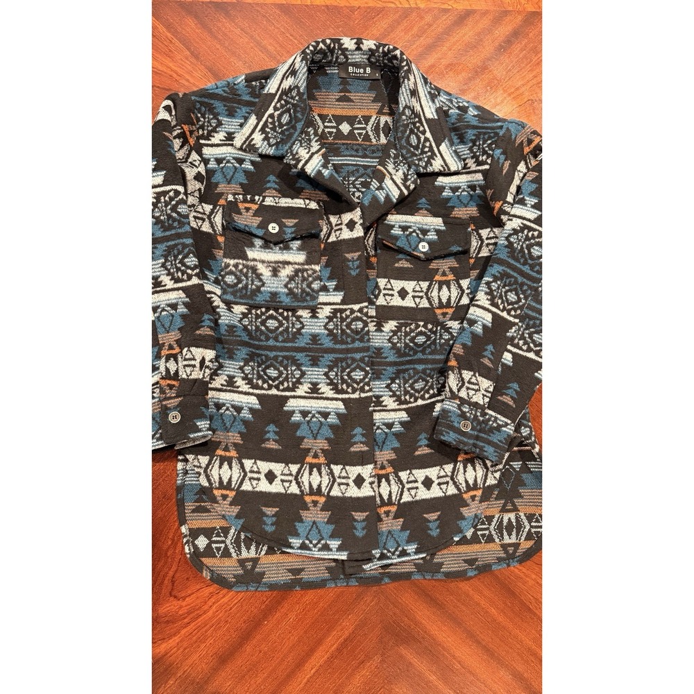 Blue B Collection Womens S Southwestern Aztec Button Down Shirt Western Boho